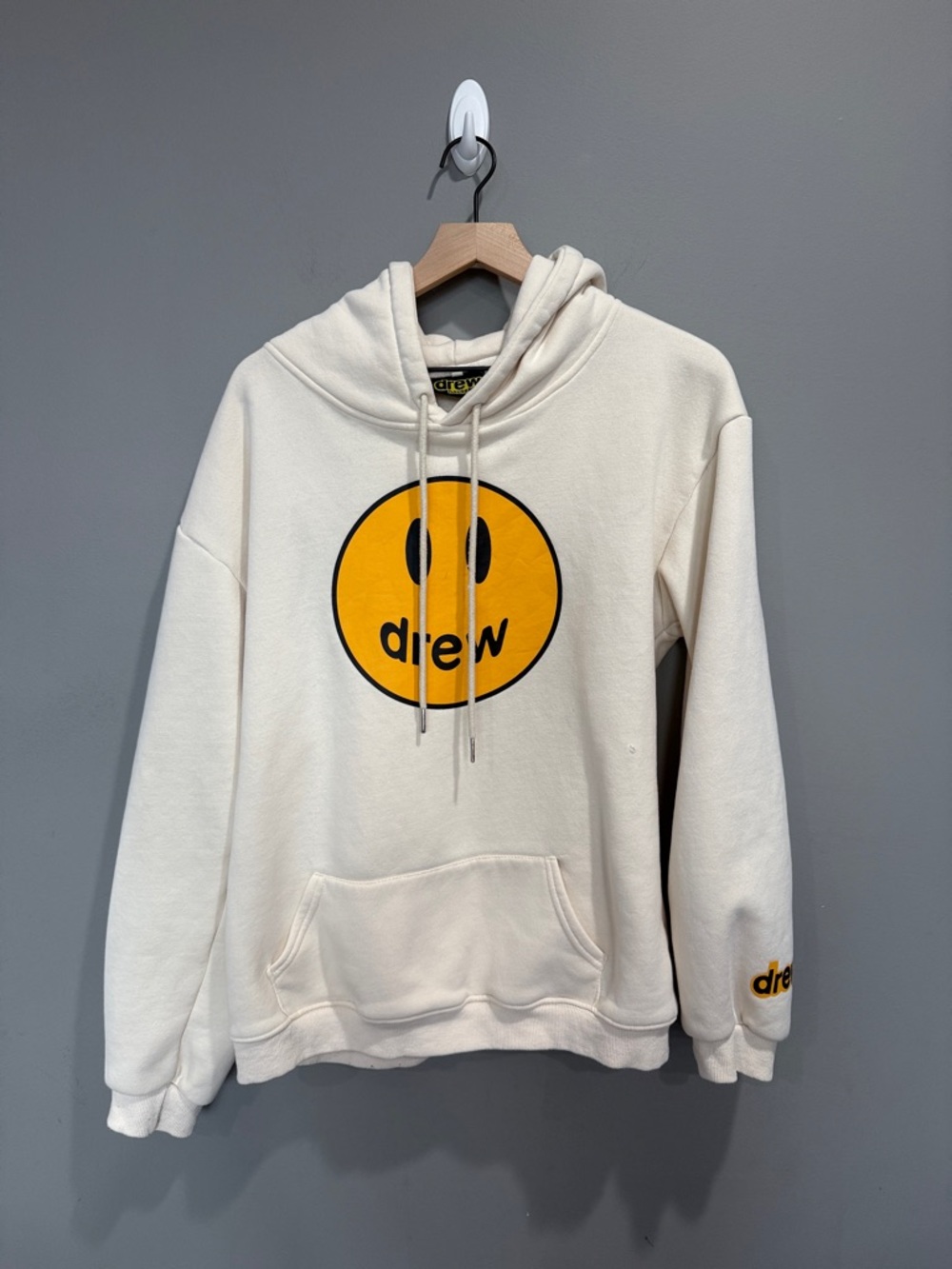 DREW house Cream‎ Hoodie with Yellow Smiley Logo Size Medium